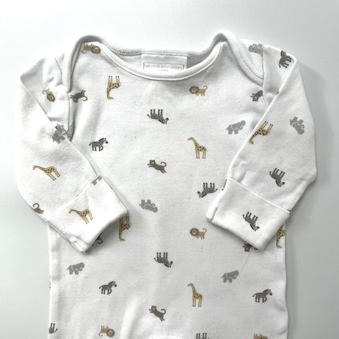 The Little White Company White Safari Sleepsuit - 3 months