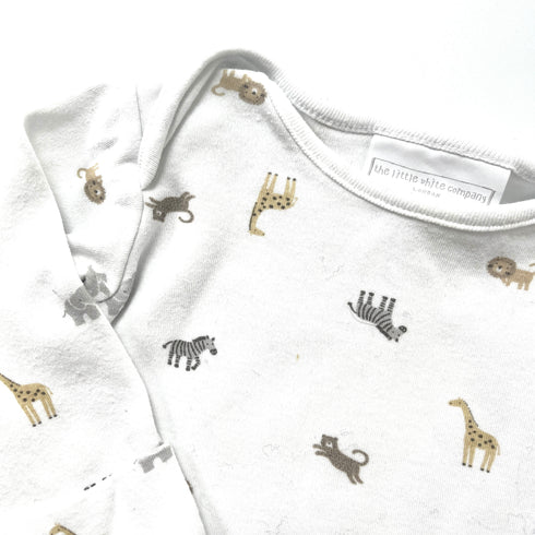 The Little White Company White Safari Sleepsuit - 3 months