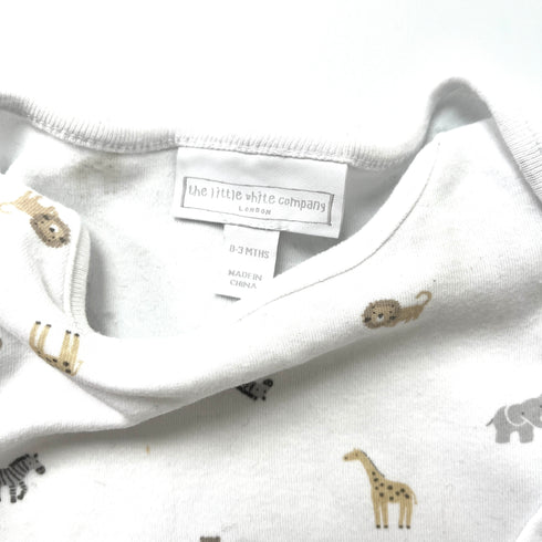 The Little White Company White Safari Sleepsuit - 3 months