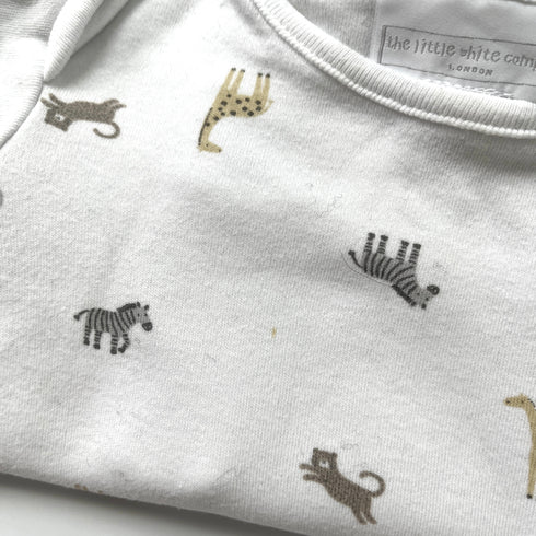 The Little White Company White Safari Sleepsuit - 3 months