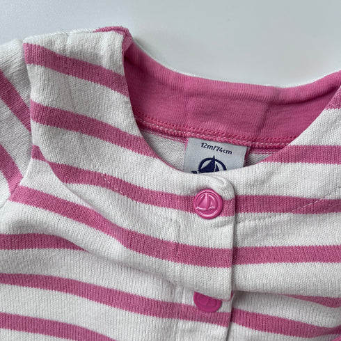 Pink Stripe Petit Bateau Cardigan - 12 months