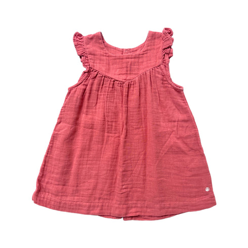 Coral Petit Bateau Sleeveless Dress - 24 months