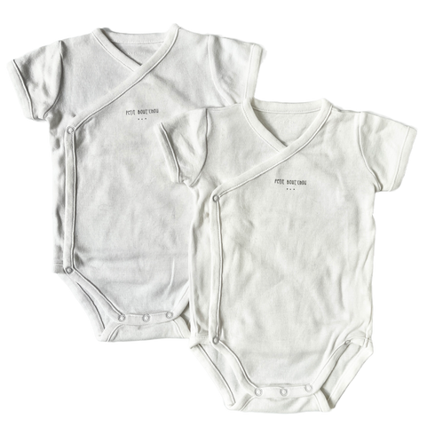 Bout'chou White Ribbed Kimono Vests x2 – 3 Months