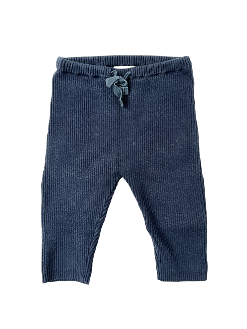 Cyrillus Navy Wide-Rib Knit Leggings – 6 Months