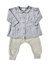 Cyrillus Blue Check Shirt & Grey Knit Trousers Outfit – 6 Months