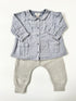 Cyrillus Blue Check Shirt & Grey Knit Trousers Outfit – 6 Months