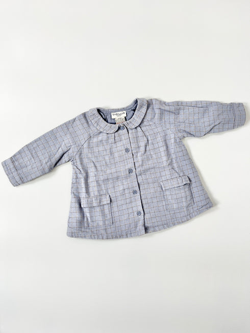 Cyrillus Blue Check Shirt & Grey Knit Trousers Outfit – 6 Months