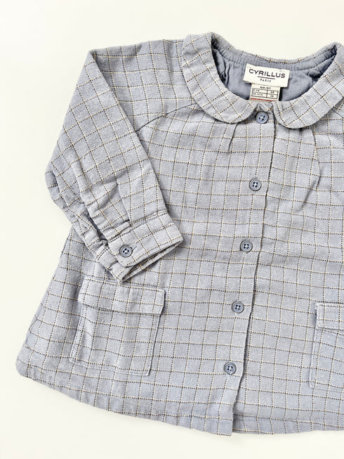 Cyrillus Blue Check Shirt & Grey Knit Trousers Outfit – 6 Months