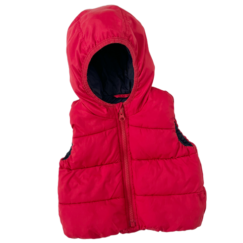 Gap Red Hooded Puffer Gilet – 6 Months
