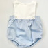 Jacadi Blue & White Colour Block Bubble Romper – 1 Month