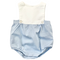 Jacadi Blue & White Colour Block Bubble Romper – 1 Month