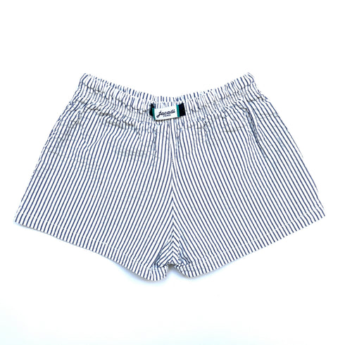 Jacadi Navy & White Stripe Swim Shorts with Crest Badge – 18 Months