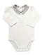 Jacadi White Long Sleeve Bodysuit with Grey Check Collar – 3 Months