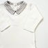 Jacadi White Long Sleeve Bodysuit with Grey Check Collar – 3 Months
