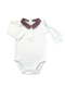 Jacadi White Long Sleeve Bodysuit with Red Check Collar – 3 Months