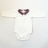 Jacadi White Long Sleeve Bodysuit with Red Check Collar – 3 Months