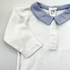 Jacadi Long Sleeve Bodysuit with Blue Checked Collar – 3 Months