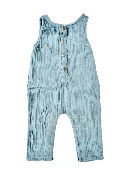 Olivier London Pale Blue Double Gauze Dungarees – 24 Months