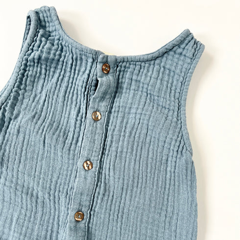 Olivier London Pale Blue Double Gauze Dungarees – 24 Months