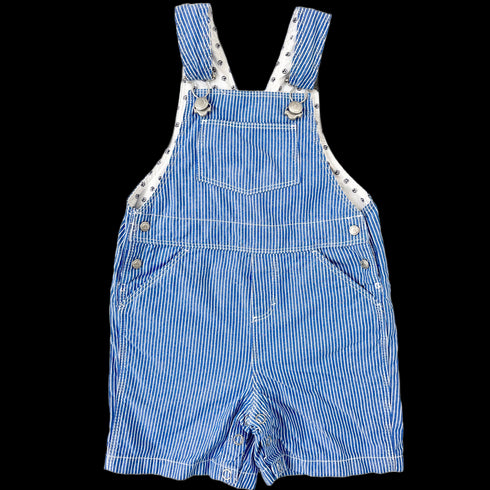 Blue Striped Petit Bateau Dungarees - 12 months
