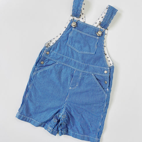 Blue Striped Petit Bateau Dungarees - 12 months