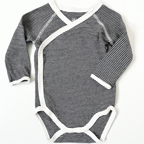 Petit Bateau Fine Stripe Wrap Bodysuit – 6 Months