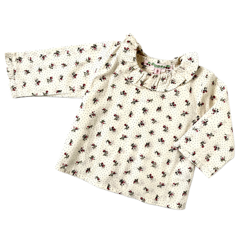 Bonpoint Cream Floral Polka Dot Blouse – 3 Months
