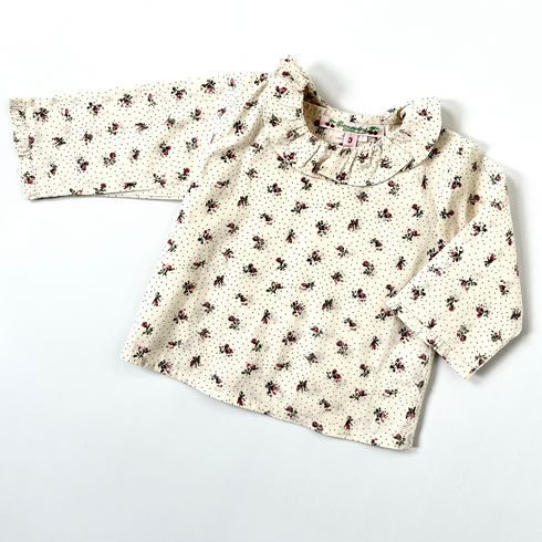 Bonpoint Cream Floral Polka Dot Blouse – 3 Months