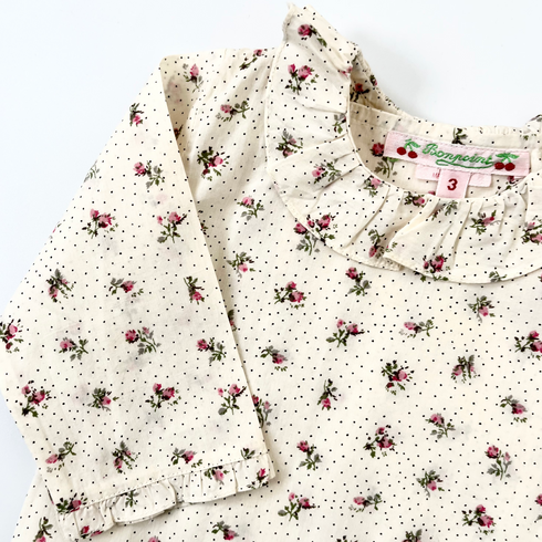 Bonpoint Cream Floral Polka Dot Blouse – 3 Months