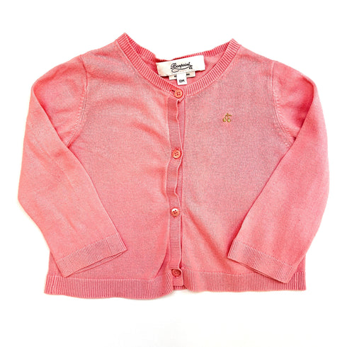Bonpoint Coral Pink Fine Knit Cardigan – 12 Months