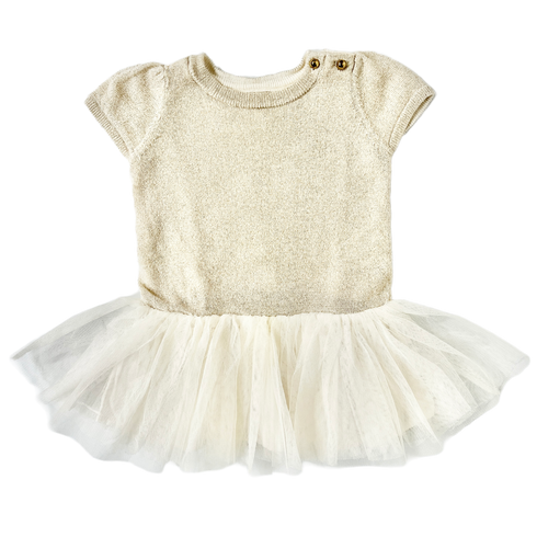 Gap White & Gold Sparkle Tulle Dress – 3-6 Months
