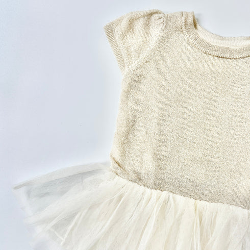 Gap White & Gold Sparkle Tulle Dress – 3-6 Months