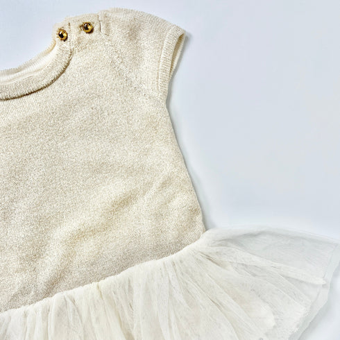 Gap White & Gold Sparkle Tulle Dress – 3-6 Months