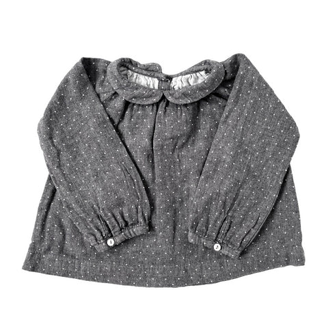 Grey Jacadi Top White Polka Dots - 12 months