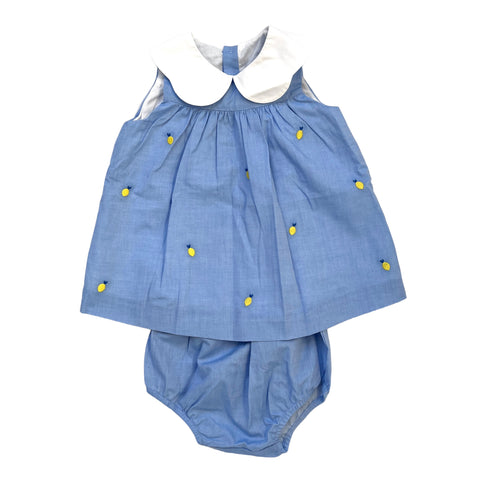 Blue Jacadi Lemon Dress & Bloomer - 6 months