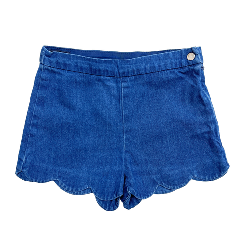 Jacadi Mid-Blue Denim Shorts with Scalloped Hem – 18 Months