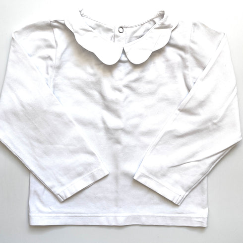 Jacadi White Long Sleeve Top with Petal Collar – 24 Months