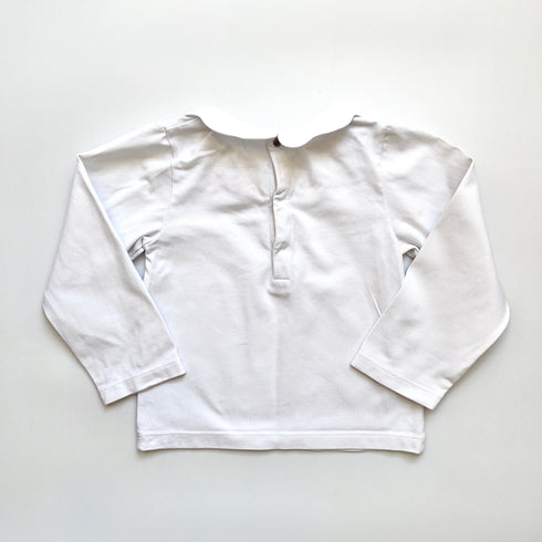 Jacadi White Long Sleeve Top with Petal Collar – 24 Months