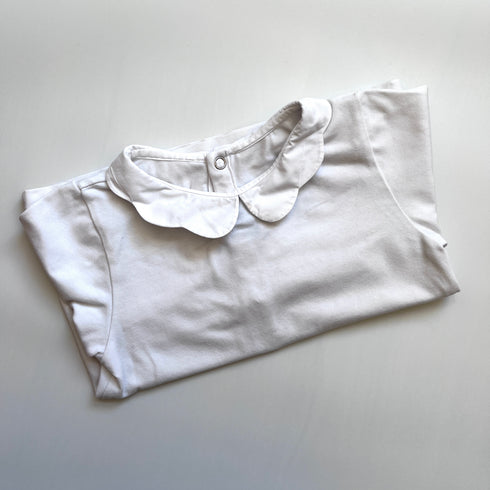 Jacadi White Long Sleeve Top with Petal Collar – 24 Months