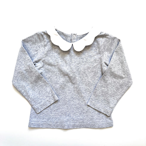 Jacadi Grey Marl Long Sleeve Top with Petal Collar – 24 Months