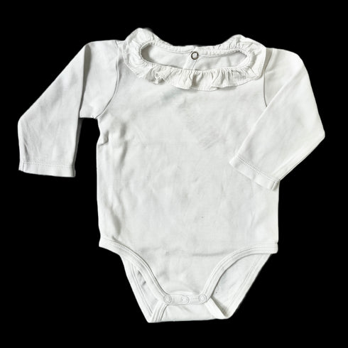 White Jacadi Vest Ruffled Collar - 6 months