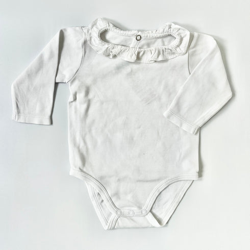 White Jacadi Vest Ruffled Collar - 6 months