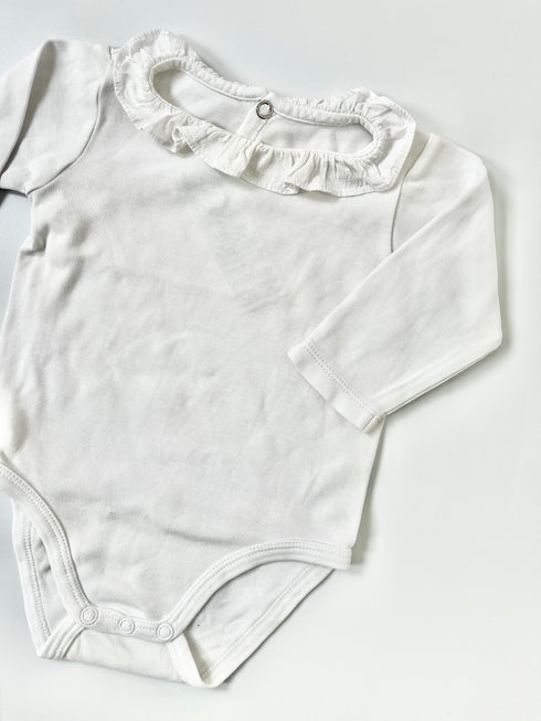 White Jacadi Vest Ruffled Collar - 6 months
