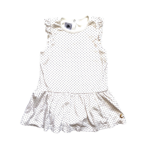 White Petit Bateau Polka Dot Dress - 12 months