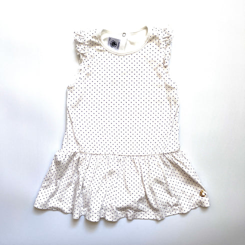 White Petit Bateau Polka Dot Dress - 12 months