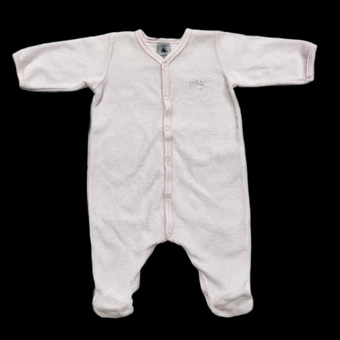 Pink Petit Bateau Velvet Sleepsuit - 3 months