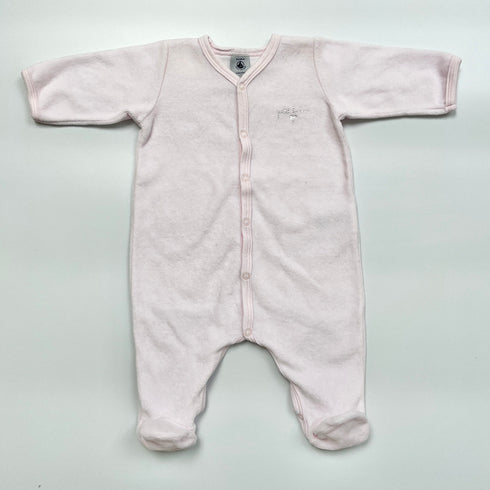 Pink Petit Bateau Velvet Sleepsuit - 3 months