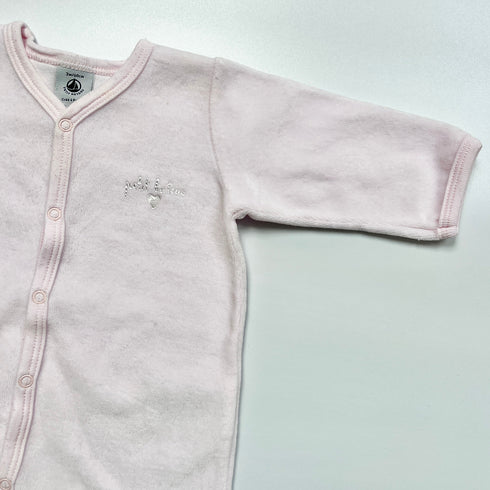 Pink Petit Bateau Velvet Sleepsuit - 3 months