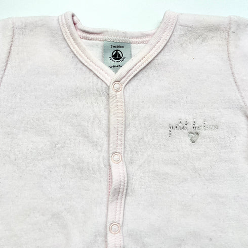 Pink Petit Bateau Velvet Sleepsuit - 3 months