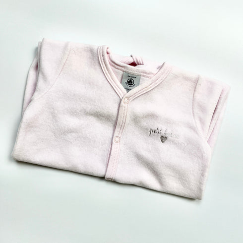 Pink Petit Bateau Velvet Sleepsuit - 3 months